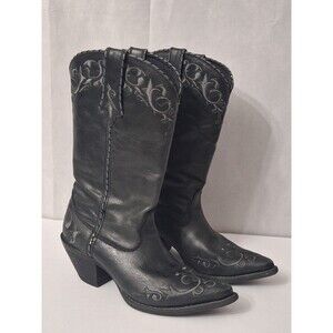 Durango Leather Western Cowgirl Boots Sz 7.5 Black Floral Embroidered Festival